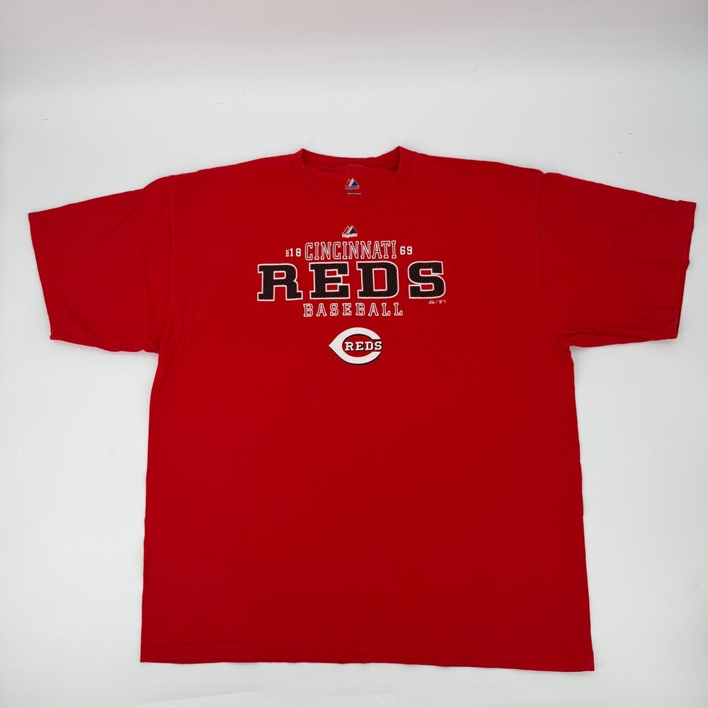 Majestic Cincinnati Reds T-Shirt Mens 2XL Red MLB Baseball 1869 Graphic Tee